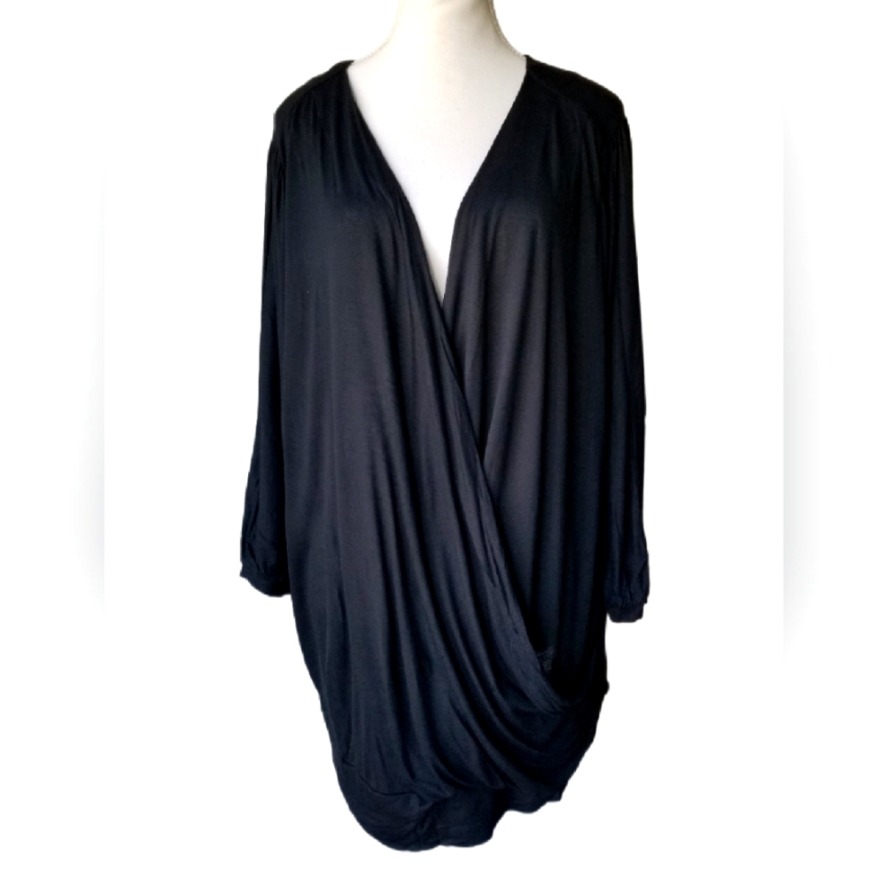 NWOT Old Navy Plus Women's Balloon Waist Knit V-neck Overlap Loose Fit Blouse 2X
